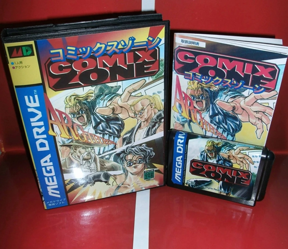 Comix Zone Game Card with Japan Box and Manual for 16 Bit Sega Megadrive Genesis System