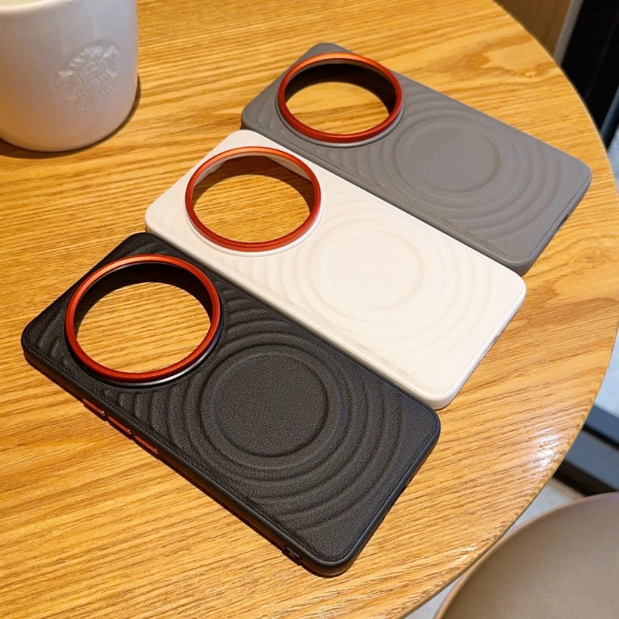 Wave Texture Leather Case with Magnetic Closure and Metal Camera Frame Protection