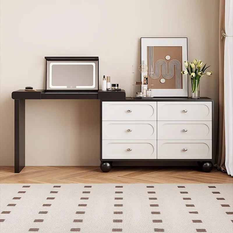 

Black White Vanity Table Beauty Cheap Stool Chair Accessories Drawers Mirror Dressing Table Makeup Vestidores Home Furniture
