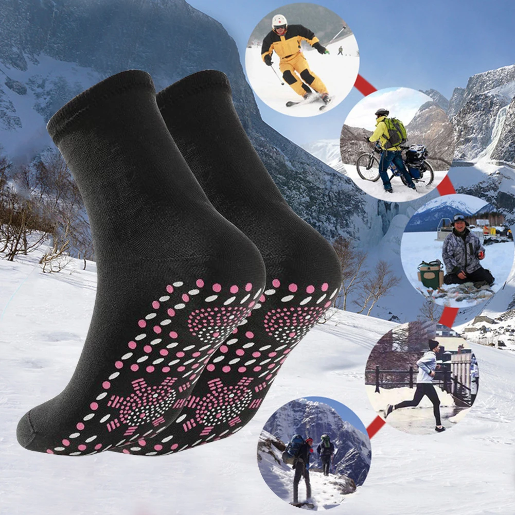 1pair Unisex Winter Warm Self-Heating Health Socks Pain Relief Outdoor Anti-Cold Therapy Magnetic Thermal Stockings Men/Women