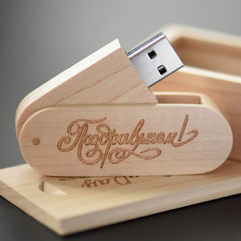 Pen Drive Rotativo de Madeira com Logotipo Personalizado Gratuito Usb Flash Drive Memory Stick de Capacidade Real Presente de Casamento 10 Pcs por Lote 128gb 64gb 32gb - Imagem 4