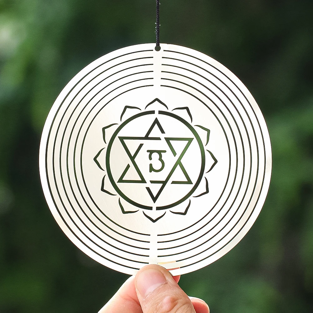 Wind chimes 7pcs set chakra wind spinners reiki yoga meditation mandala om spiritual 3D rotating wind chimes outdoor garden decor