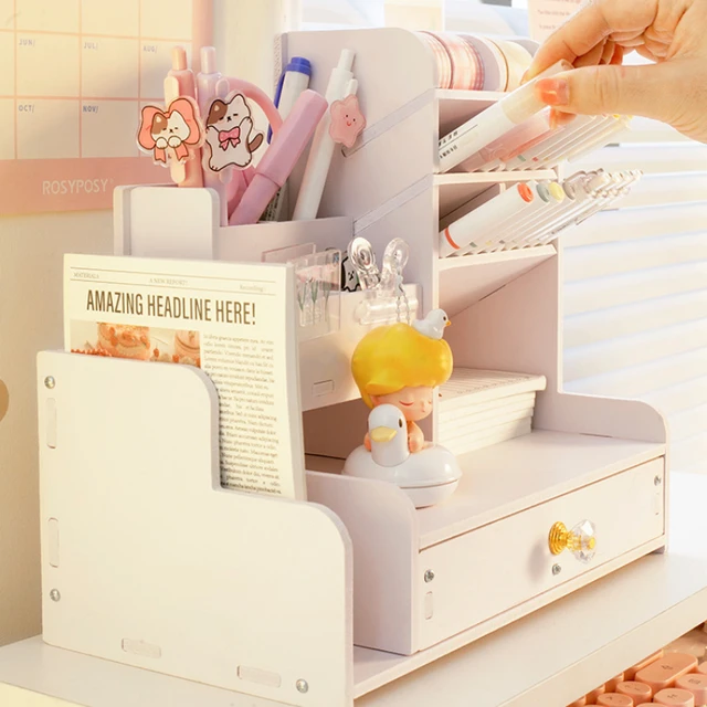 대용량 슬래시 펜꽂이 학생 마커 홀더, 데스크탑 문구 서랍, 사무실 책상 정리함 액세서리, 연필 트레이, WOOD 소재로 제작된 SQUARE 형태의 펜 홀더