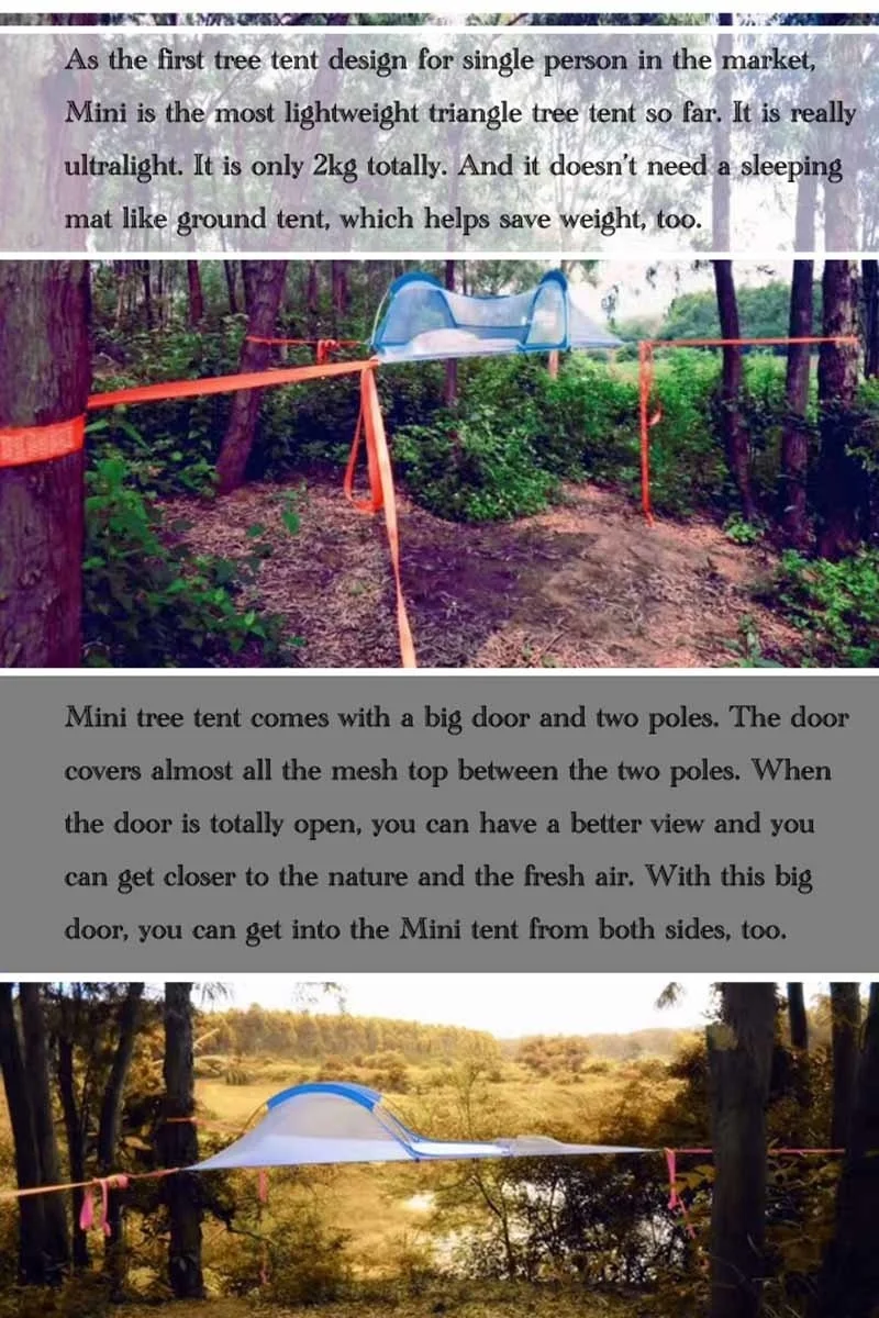 Single Person Hiking Traveling Tree Tent Outdoor Camping Tree Hammock Bed Ultralight Multi-functional Three Trees Hanging Bed