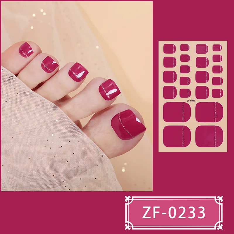 Nail Stickers Nail Art Tools 22 Tips Nail Polish Film Toe Sticker Solid Color Onion Powder Toe Nail Sticker Full Cover