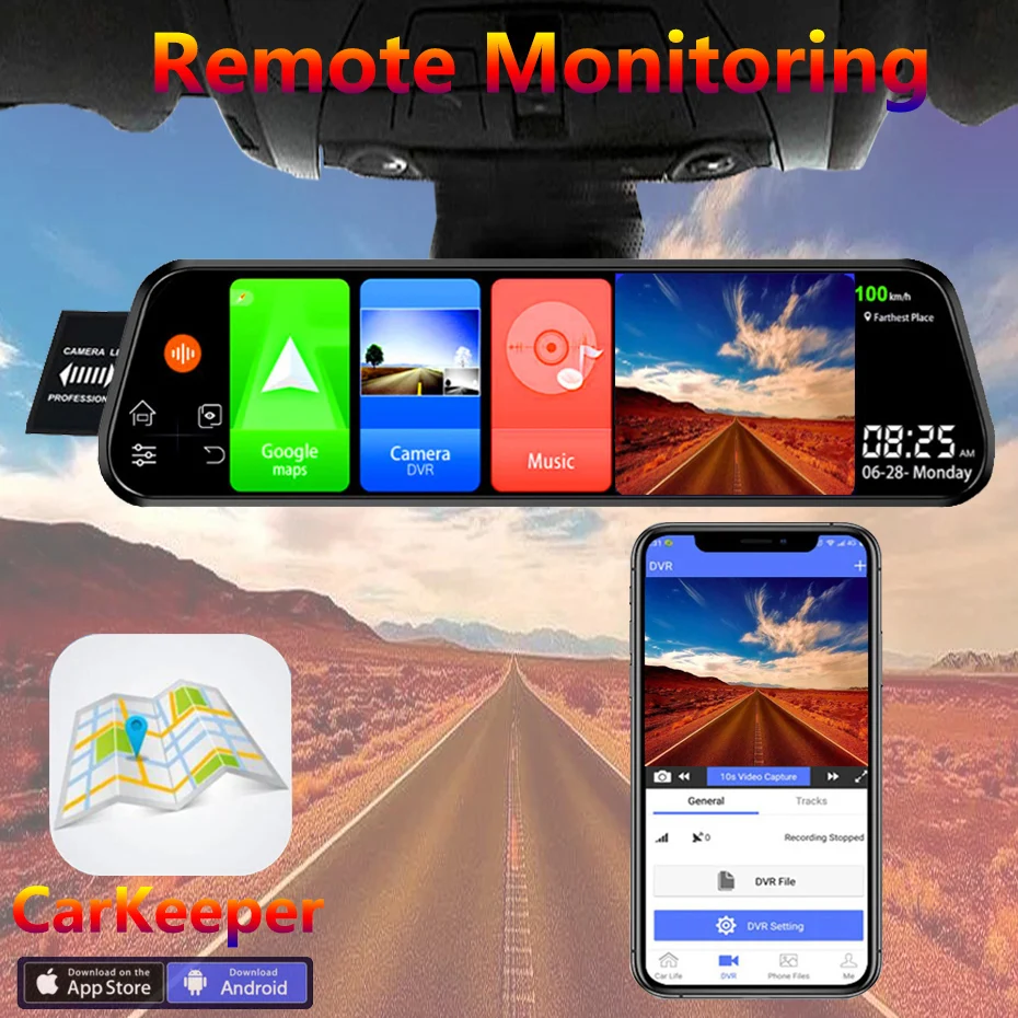 WHEXUNE ڵ ̷  ķ, 4G LTE ȵ̵ 8.1, GPS,   , ADAS ̼, HD 1080P  ī޶ DVR, 10 ġ