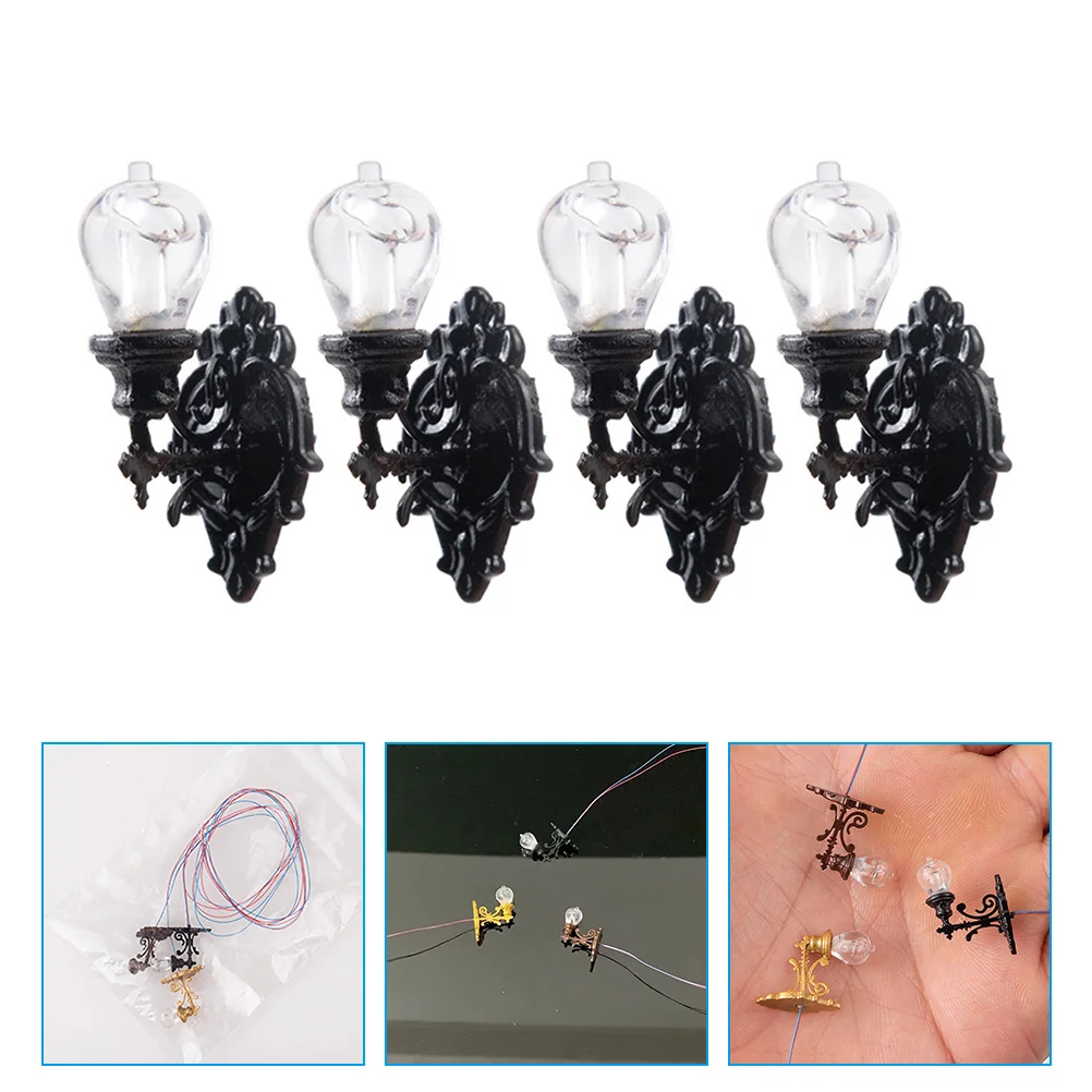 

4 Pcs Dollhouse Wall Light Sconce Vintage Decor Miniature Scene Lamp Landscape Lights