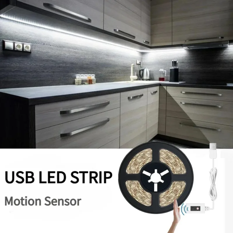 1-5M DC 5V USB Motion Sensor LED Light Strip Hand Sweep Waving ON OFF TV Backlight  Room Kitchen Cabinet Wardrobe Lamp Strip