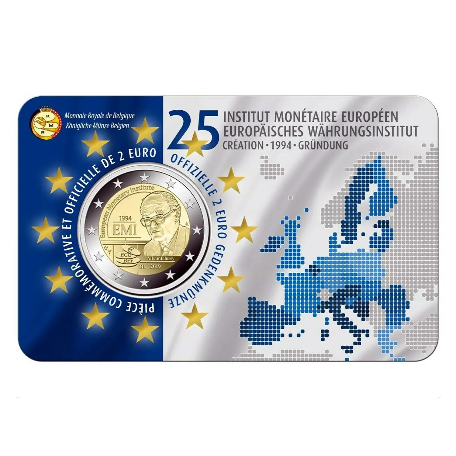 

Belgium 2019 Commemorative Coin 25 Th Anniversary of the Establishment of European Monetary Authority 2 European Format Random