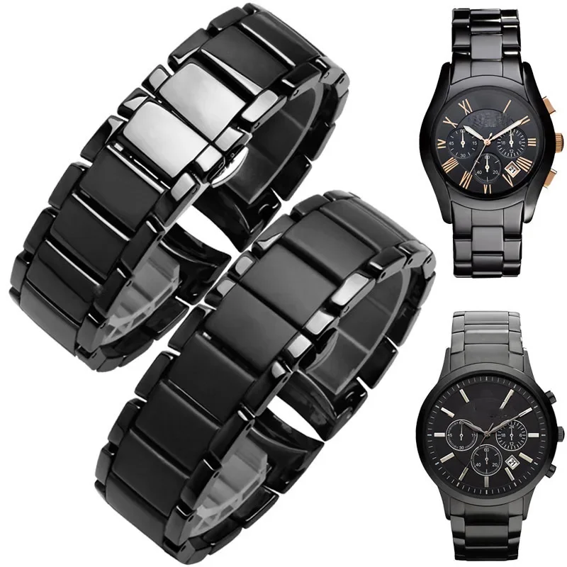 Premium Ceramic Watch Strap with Stainless Steel Butterfly Clasp, High Quality, Available in 22mm and 24mm Sizes