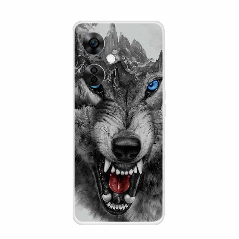 Clear Wolf Design Soft TPU Silicone Phone Cover - Transparent Etui for OnePlus Nord CE 3 Lite