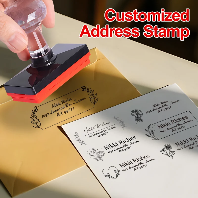 Custom Laser-Engraved Address Stamp Set Personalized Wedding Invitations Office Mailing Tools Corporate Gift Essentials