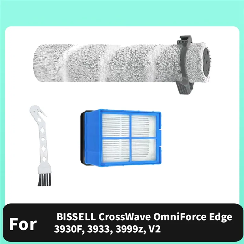 B82B-For BISSELL Crosswave Omniforce Edge 3930F, 3933, 3999Z, V2 Floor Scrubber Replacement Parts Main Brush And Filter Set