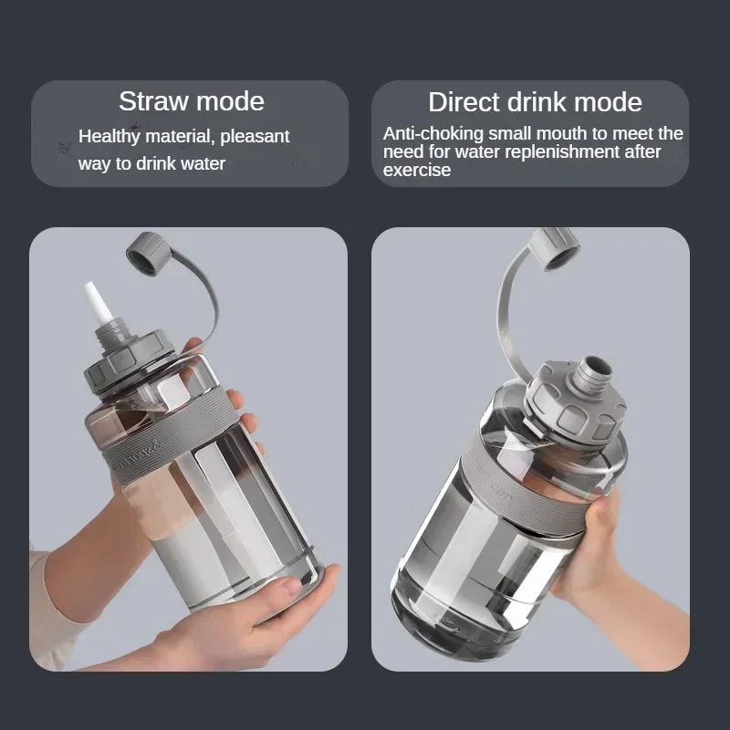 2L/1.5L/1L/0.6L Large Capacity School Gym Sports Drinking Bottles Big Water Bottle with Straw BPA Free Fitness