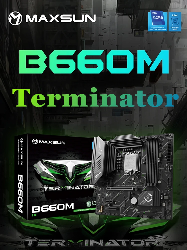 [World Premiere] MAXSUN Motherboard Intel MS- B660M 12th LGA1700 DDR4 128GB SATA3 M.2 M-ATX  Supports CPU12100 12400 12700 latest computer motherboard