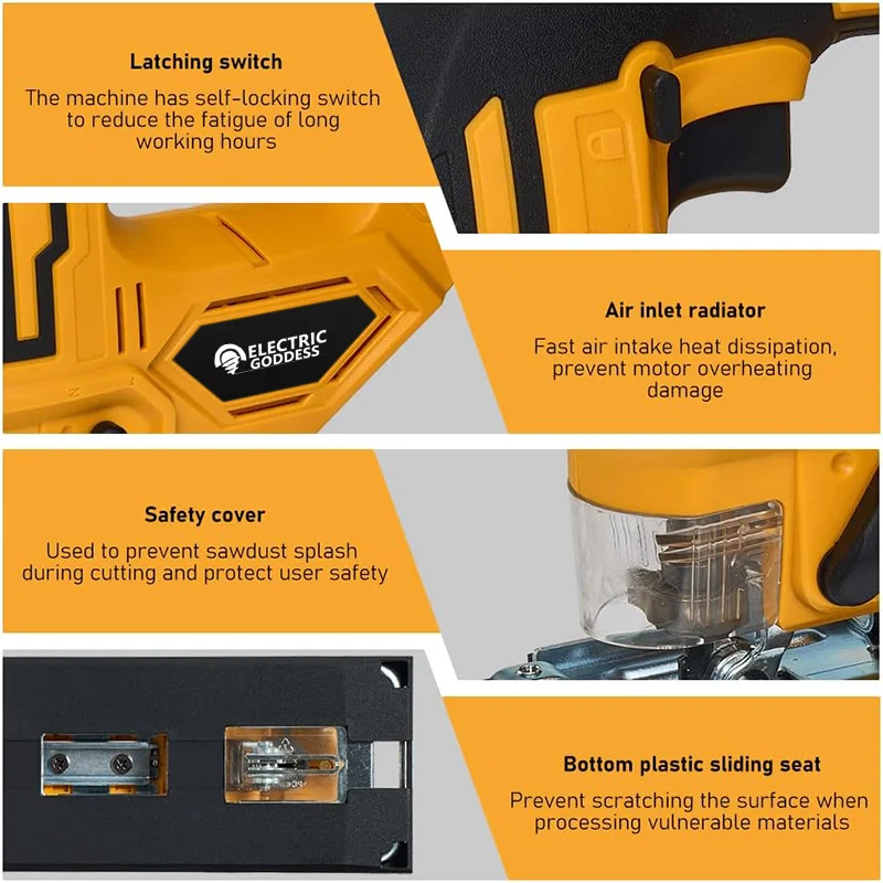 Electric Goddess 2700RPM Electric Jig Saw Cordless Jigsaw 3 Gears Multi-Function Adjustable Woodworking Tool For Dewalt 20V 4