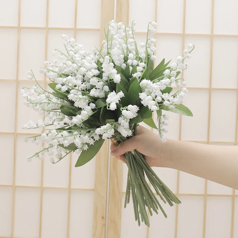 6-Fork-White-Bellflower-Artificial-Flowers-Fake-Plastic-Handmade-Home ...