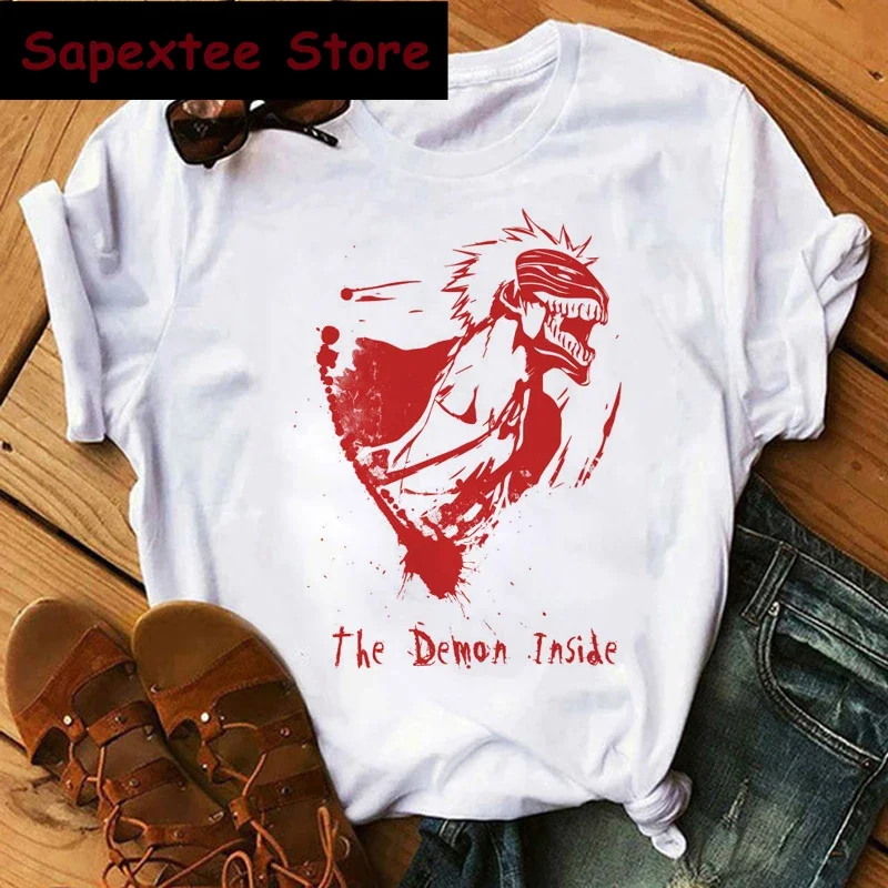 Heißer Japanische Anime Bleach T Hemd Kawaii Kurosaki Ichigo Graphic Tees Lustige Harajuku Cartoon Zaraki Kenpachi T-shirts frau – Detail 11
