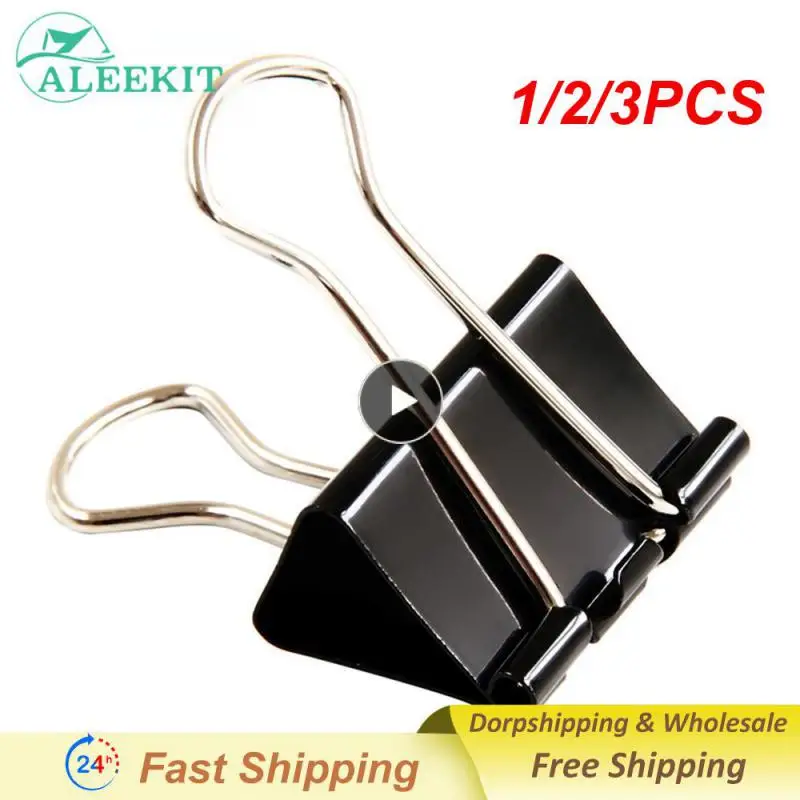 

1/2/3PCS pieces/Lot Black Metal Binder Clips 15/19/25/32/41/51mm Notes Letter Paper Clip Office Supplies Binding Securing clip