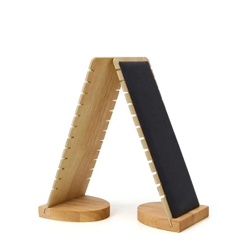 Modern Bamboo Pendant Necklace Jewelry Tabletop Display Board Rack 12 Slot Hanging Neckform Chain Storage Holder Stand Organizer