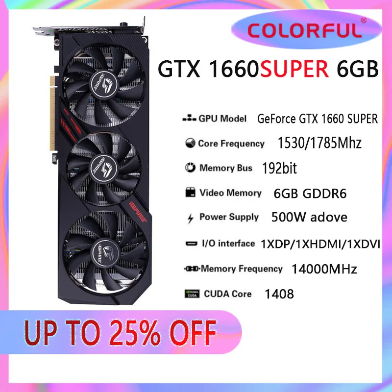 video card for gaming pc Colorful Raphic Card GeForce GTX 1650 1660 1660TI 1660S SUPER 4GB 6GB Video Cards GPU GDDR5 GDDR6 Desktop CPU Motherboard best graphics card for pc