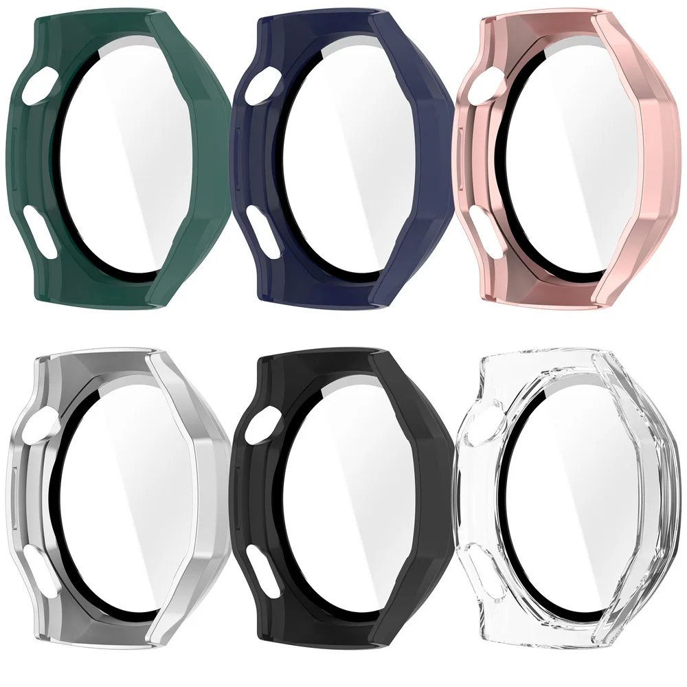 Premium Tempered Glass Full Screen Protector Cover - Hard PC Case for Smartwatch Protection