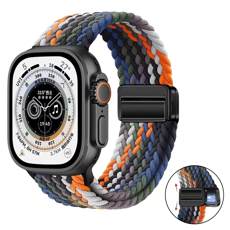 Breathable Nylon Braided Strap for Apple Watch - Adjustable Wristband
