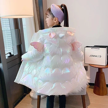 2024 Winter Down Jacket For Girls Coat Waterproof Shiny Hooded Children Outerwear Clothing 4-12 Year Teenage Kids Parka Snowsuit