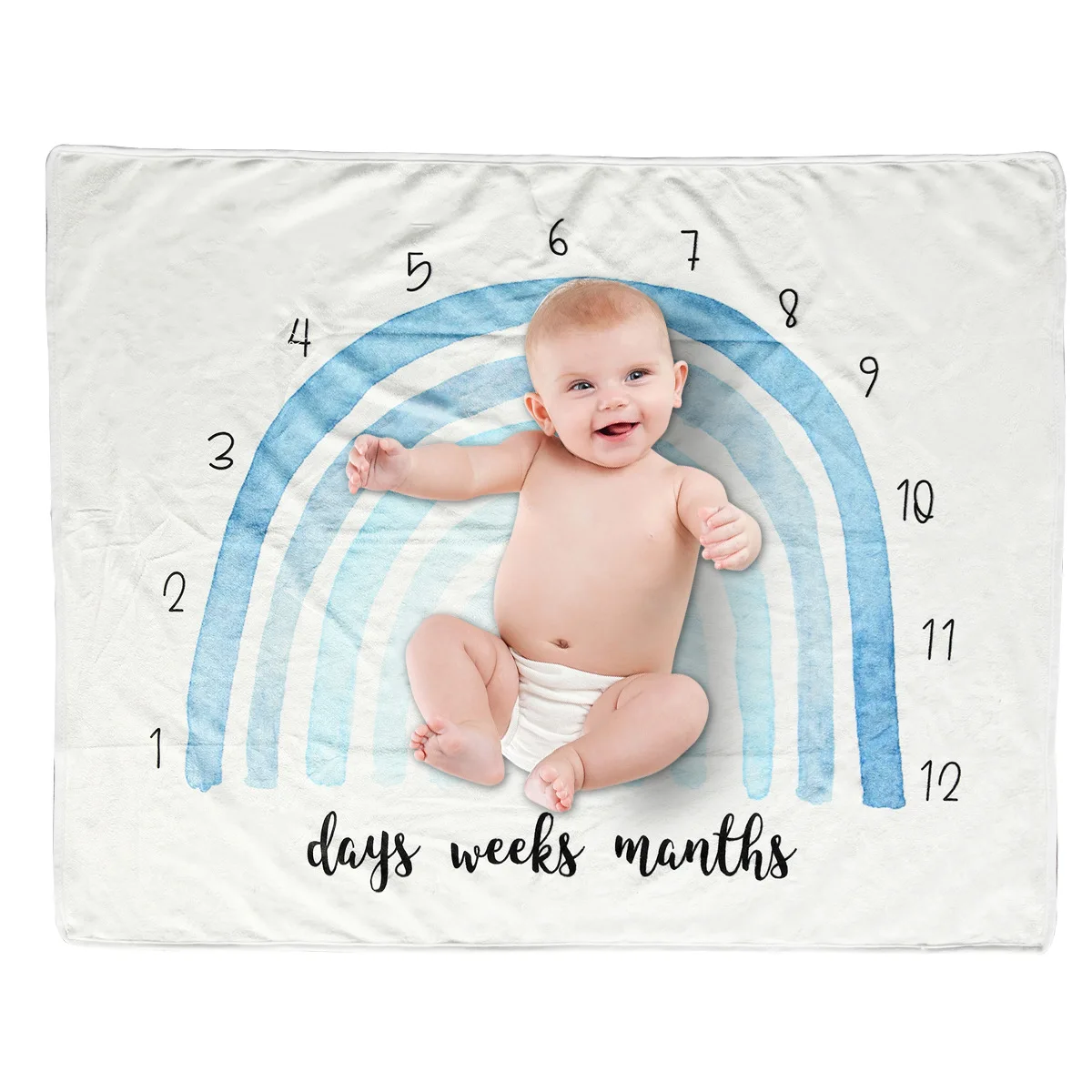 Flannel Baby Milestone Blanket Baby Photography Blanket Props Receving Background Baby Monthly Record Growth Photography Props 6