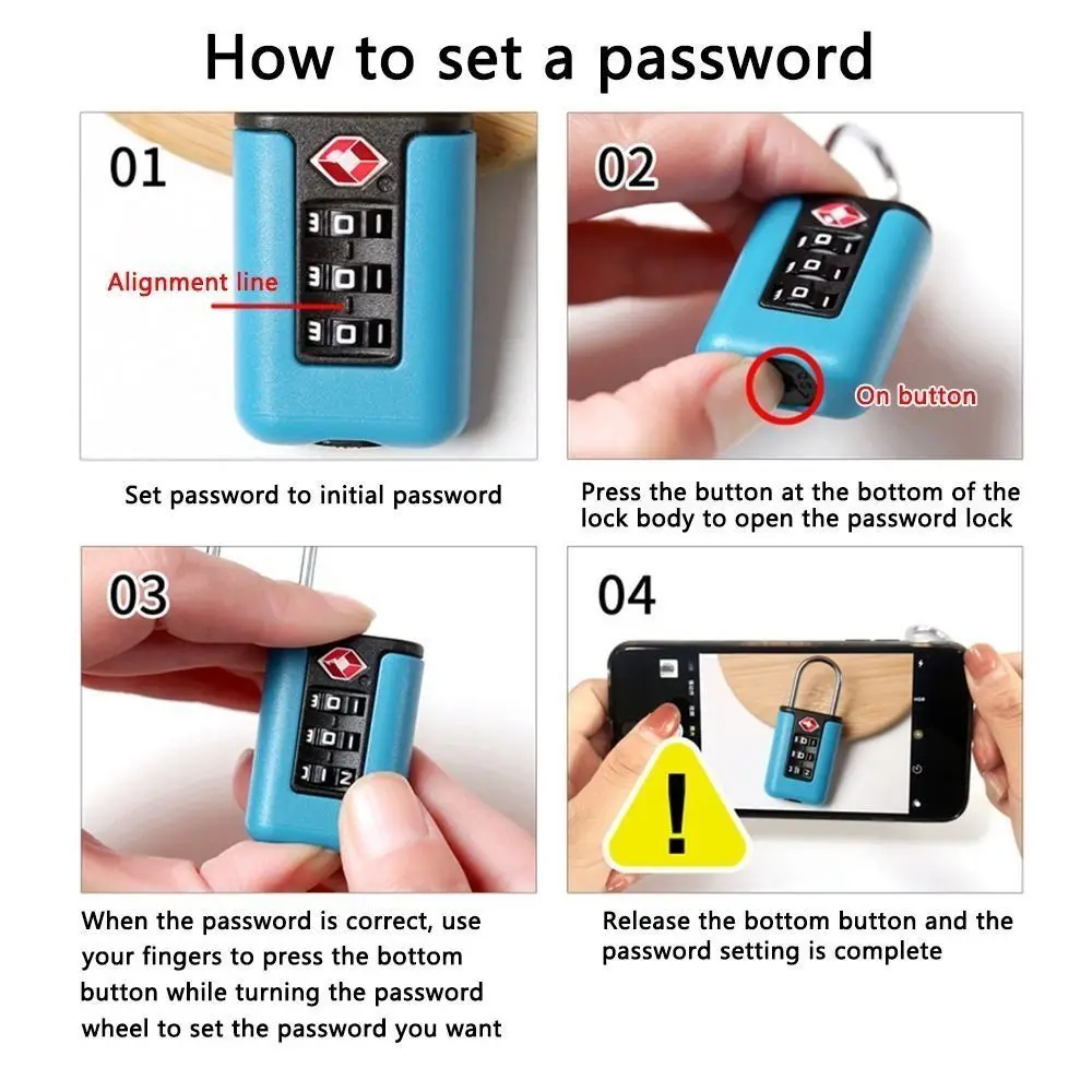 Travel Padlock Contrast Color Design Padlock TSA Customs Code Lock Travel Luggage Password Changeable Lock