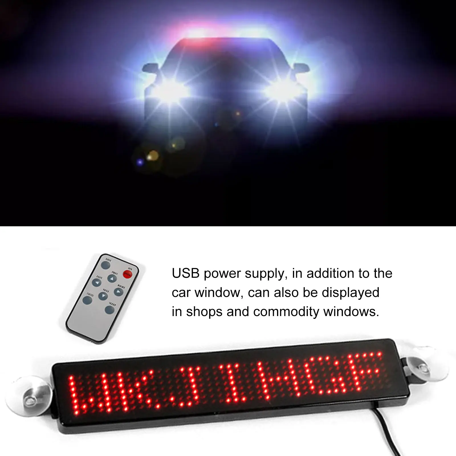 23cm 12v Led Car Sign Remote Control Programmable Moving Scrolling