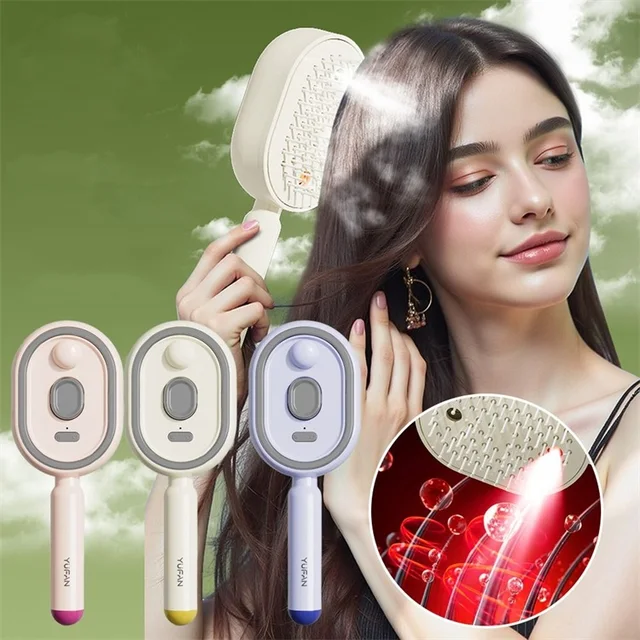 Nouvelle brosse à cheveux électrique humide avec pulvérisation d'eau, lisseur vapeur rechargeable, charge USB-C pour cheveux longs et courts 1