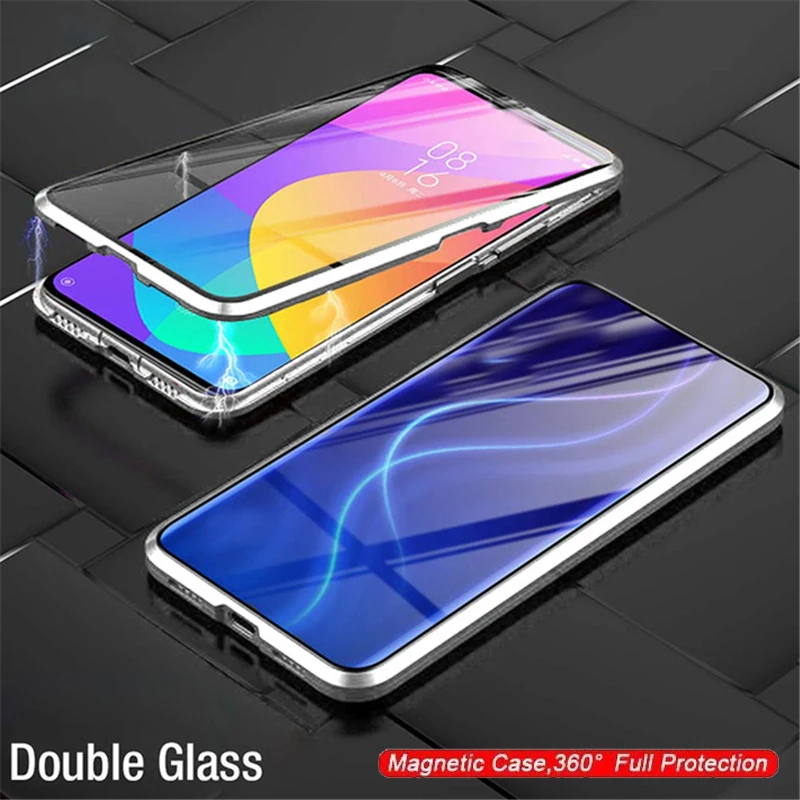 

Magnetic Adsorption Phone Case For OPPO Reno 5 4G 5G 5 Lite 5F 6 5G 6Z Built-in Magnet Case Front and Back Glass Cover