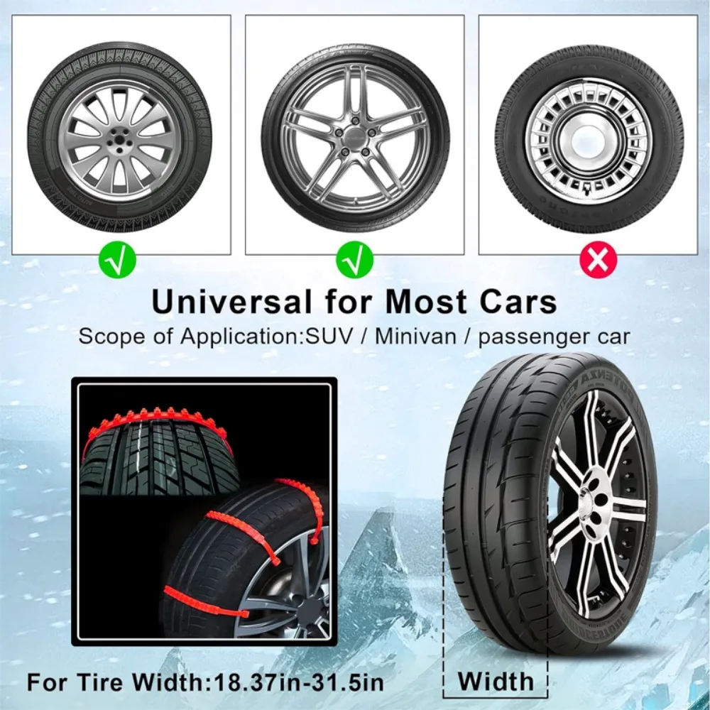 Universal Car Anti-Skid Snow Tire Chains, Not Damaging Tires, For Sedan, SUV, Van, Truck, Suitable For Winter Snowy Road