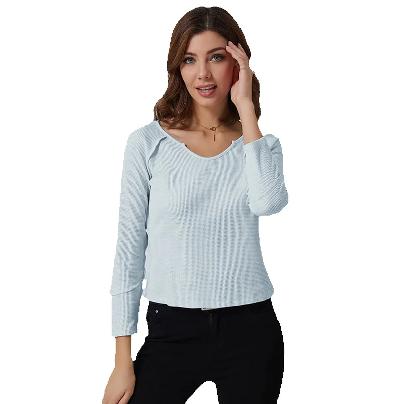

2023 Early Autumn New Solid Color Knitwear Women's Casual Versatile Pullover Slim Fit Long Sleeve Top Women