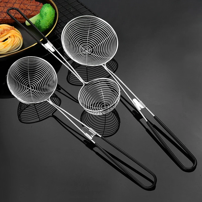 Kitchen Long Handle Stainless Steel Colander Durable French Fries Strainer Skimmer Filter Cooking Tools
