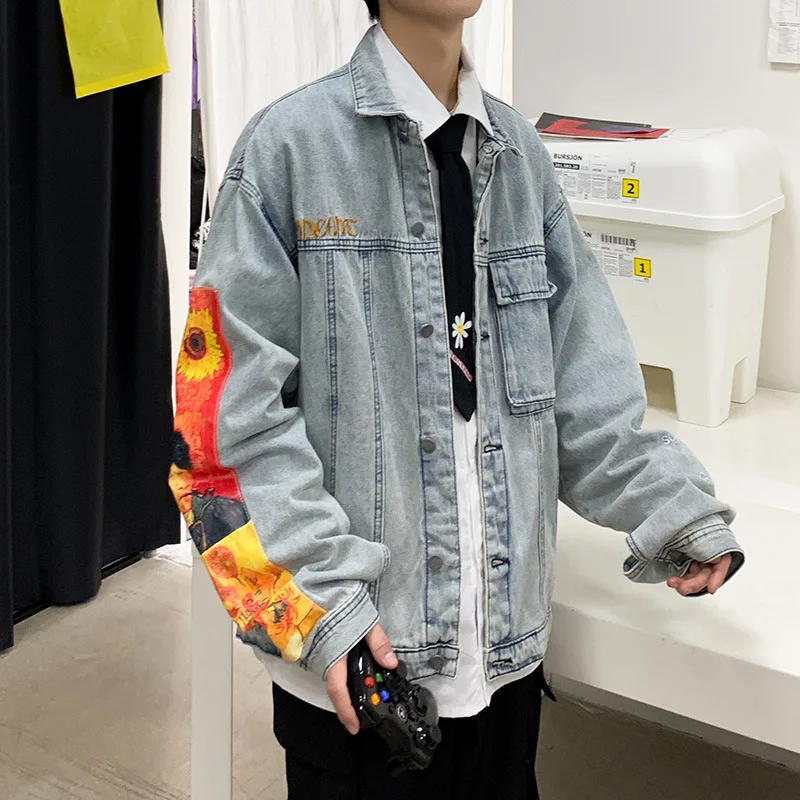 Wholesale 2022 Fashion Wash Patch Denim Jacket Men's Spring Autumn Handsome Clothes Korean Hip Hop Tops Wild Embroidery Jacket