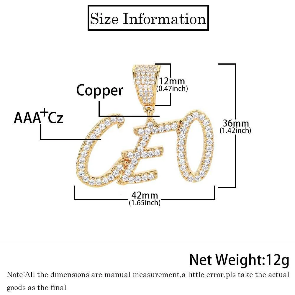 Rapper Rock Hip Hop Jewelry High Quality Zircon Stitching Name Letter Pendants Necklace For Men