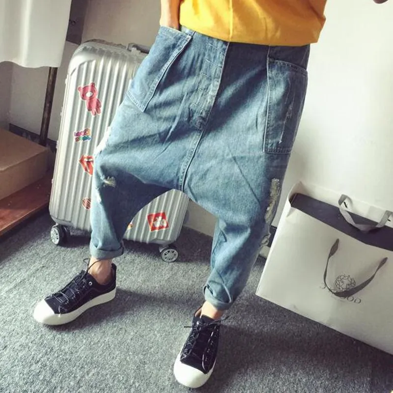 New Loose Baggy Jeans Men's Casual Denim Pants Hip Hop Harem Jeans