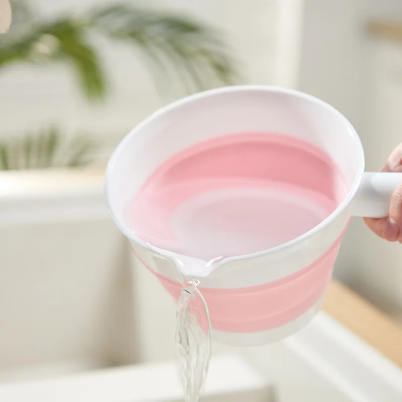 plastic water ladle Foldable Water Scoop Long Handle Thickening Plastic Ladle Fruit Vegetable Washing Scoop Home Kitchen Tools Camping Cleaning Tool