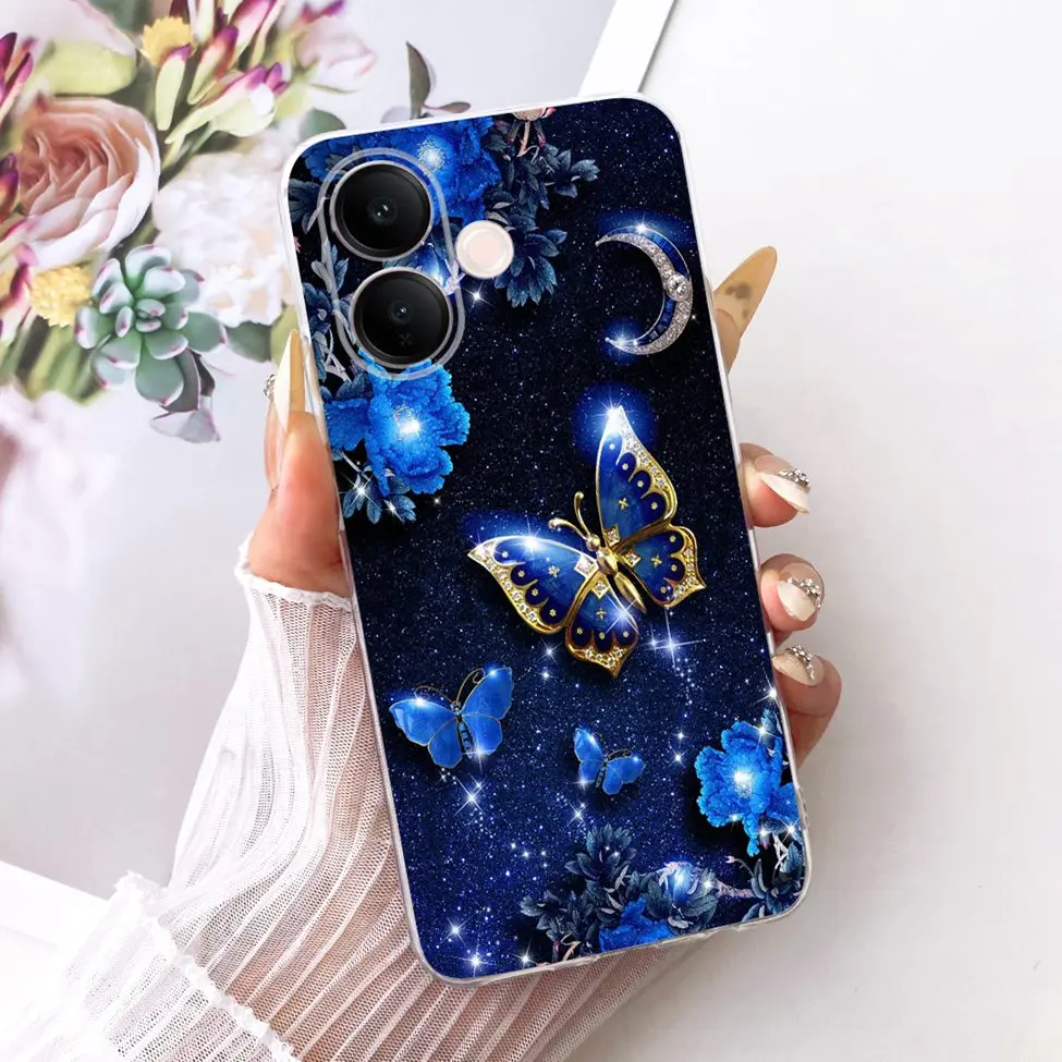 Clear Luxury Cute Cat & Butterfly Painted Case