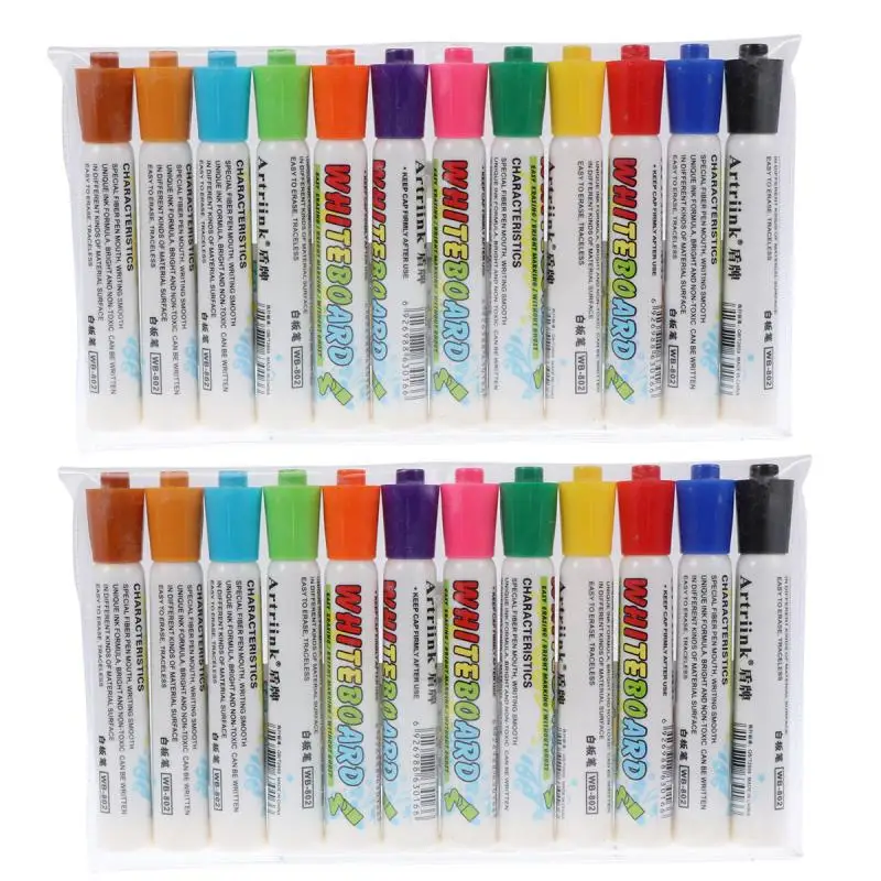 Canetas de Marcador Apagáveis dos Pces Canetas de Escrita e Desenho para o Escritório da Escola de Quadro Caixas Quadro Branco 2 - 24 1 Computers & Electronics