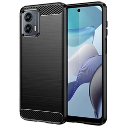 Carbon Fiber Texture Shockproof TPU Protective Phone Case - Moto E22 E22i (Black)