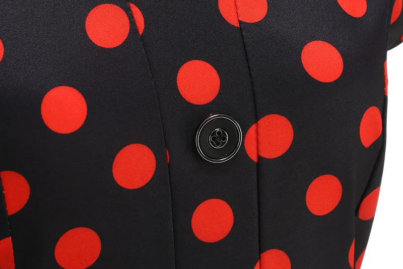 Elegantes Vintage 1950er Jahre Damen Sommerkleid Polka Dot Print Umlegekragen Party Sommerkleid mit Gürtel – Detail 24