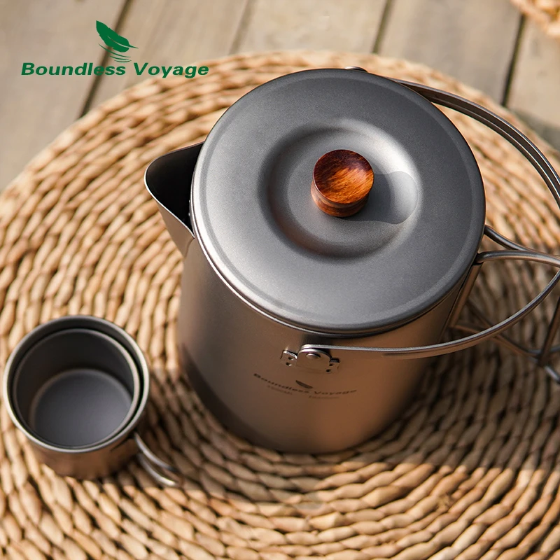 Boundless Voyage 1.5L Titanium Kettle Camping Coffee 500ml Tea Pot Coffee Maker Outdoor Travel Picnic Campfire Stovetop Kettle