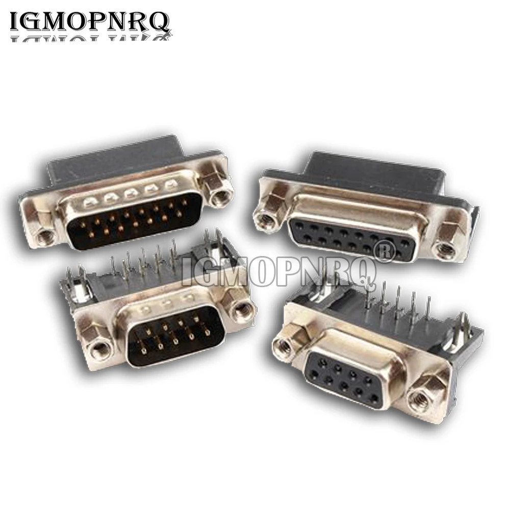 5Pcs Dr9 Dr15 Dr25 Hole/Pin Female/Male Right Angle Welded D-Sub Connector Rs232 Serial Port Adapter 9/15/25Pin