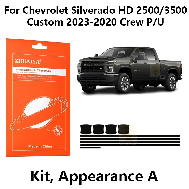 

Защитная пленка для края дверной ручки, защитная пленка из ТПУ для Chevrolet Silverado HD 2500/3500Custom 2023-2020 Crew P/U