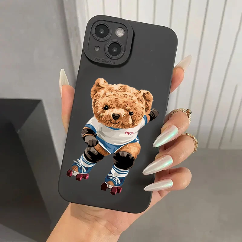 Charming Teddy Bear Couple Cartoon Soft Silicone Phone Case