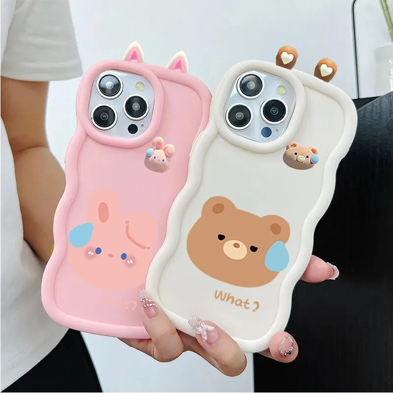 Soft Cute 3D Animal Eyes and Ears TPU Phone Case Cover