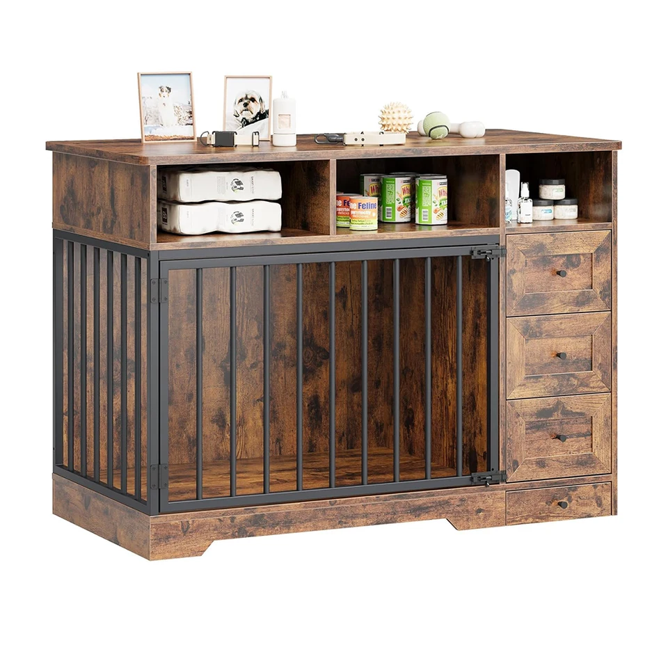 Farmhouse Style 48 Inch Dog Crate Furniture